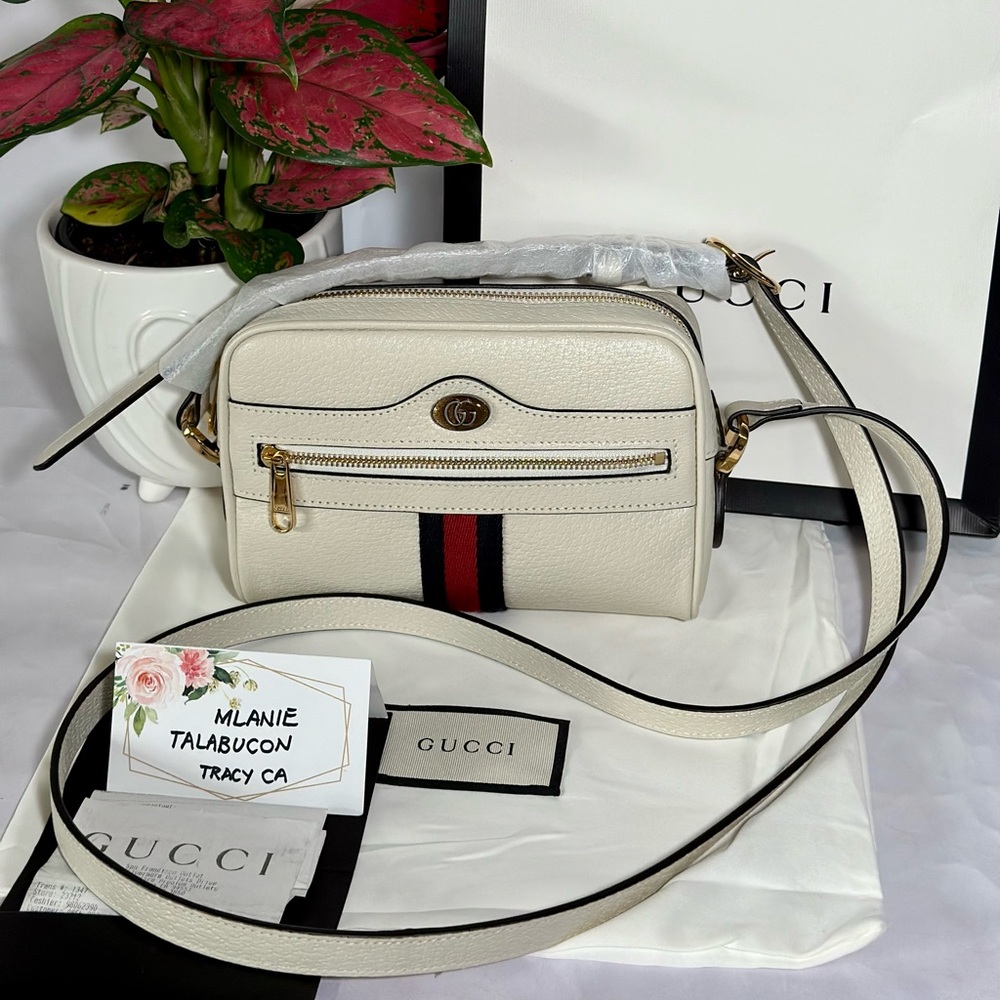 Brand new Gucci Ophidia Mini White Leather Crossbody Bag